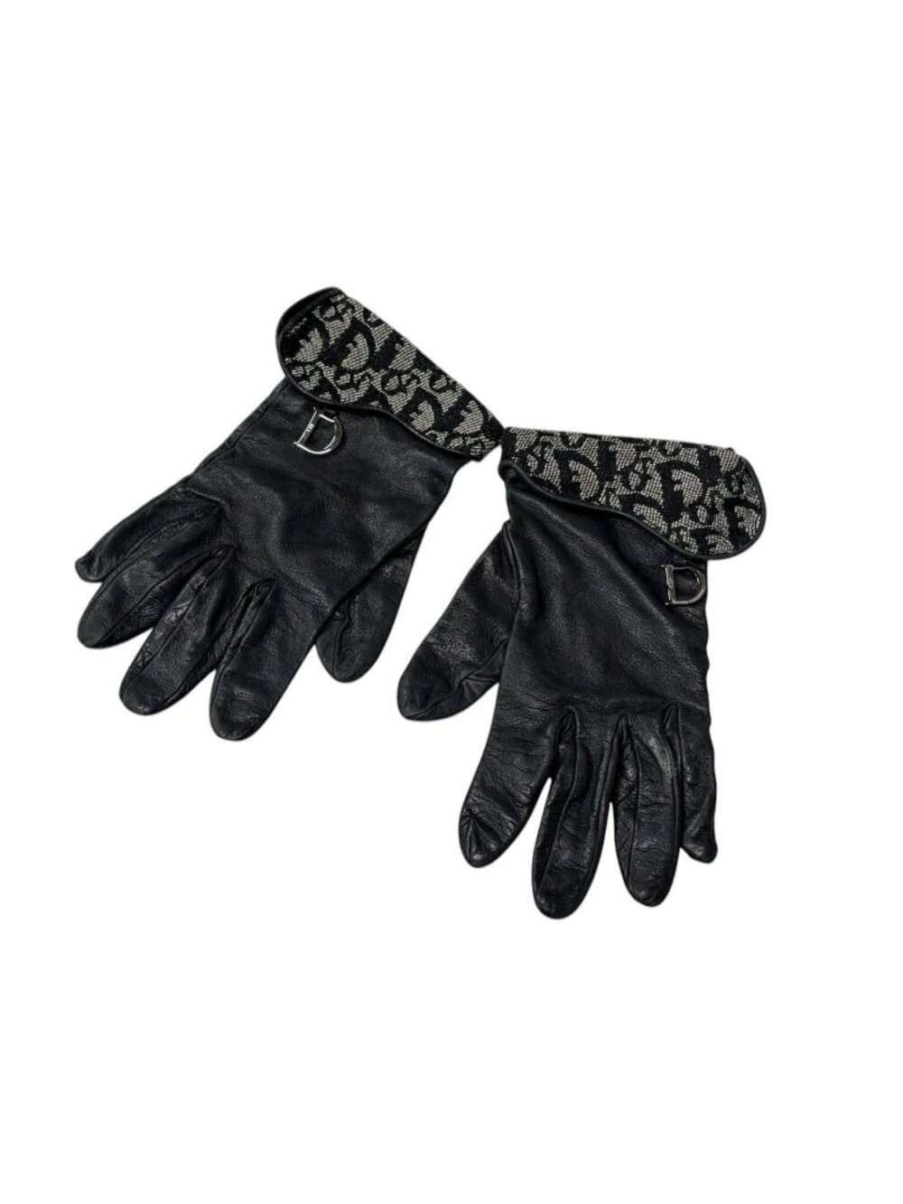 Dior Trotter Line Gloves Canvas Jeepskin D Charm Navy Black